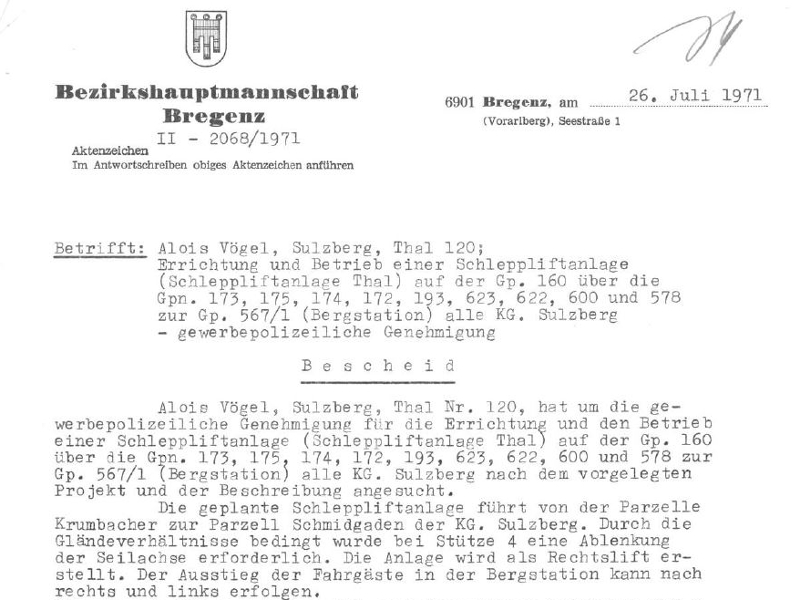 Bescheid - Schlepplift Hagenberg